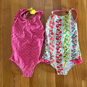 Pink Polka Dot and Fruit Print Swimsuits